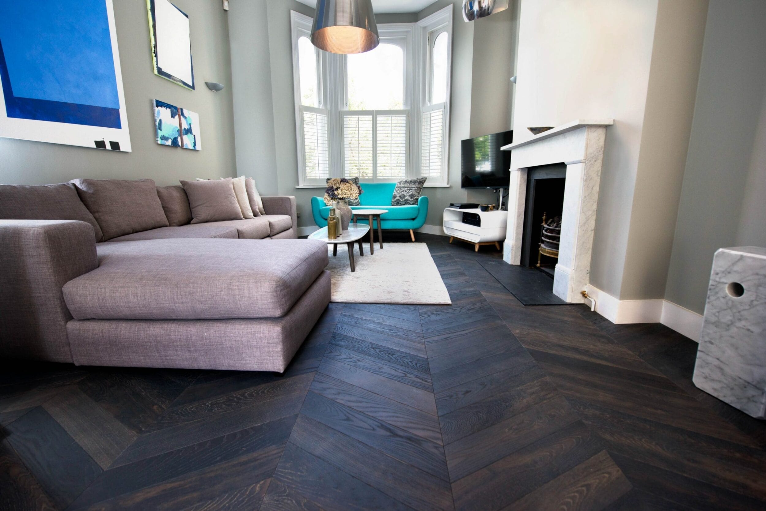 Dark Pitcairn Oak Chevron Wood Flooring