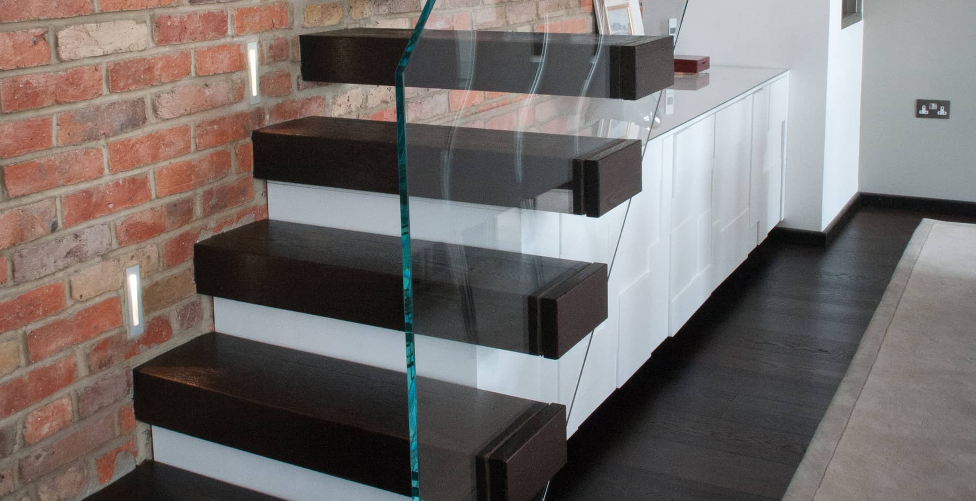 Dark Thermo Oak Oiled Wood Flooring on Stairs