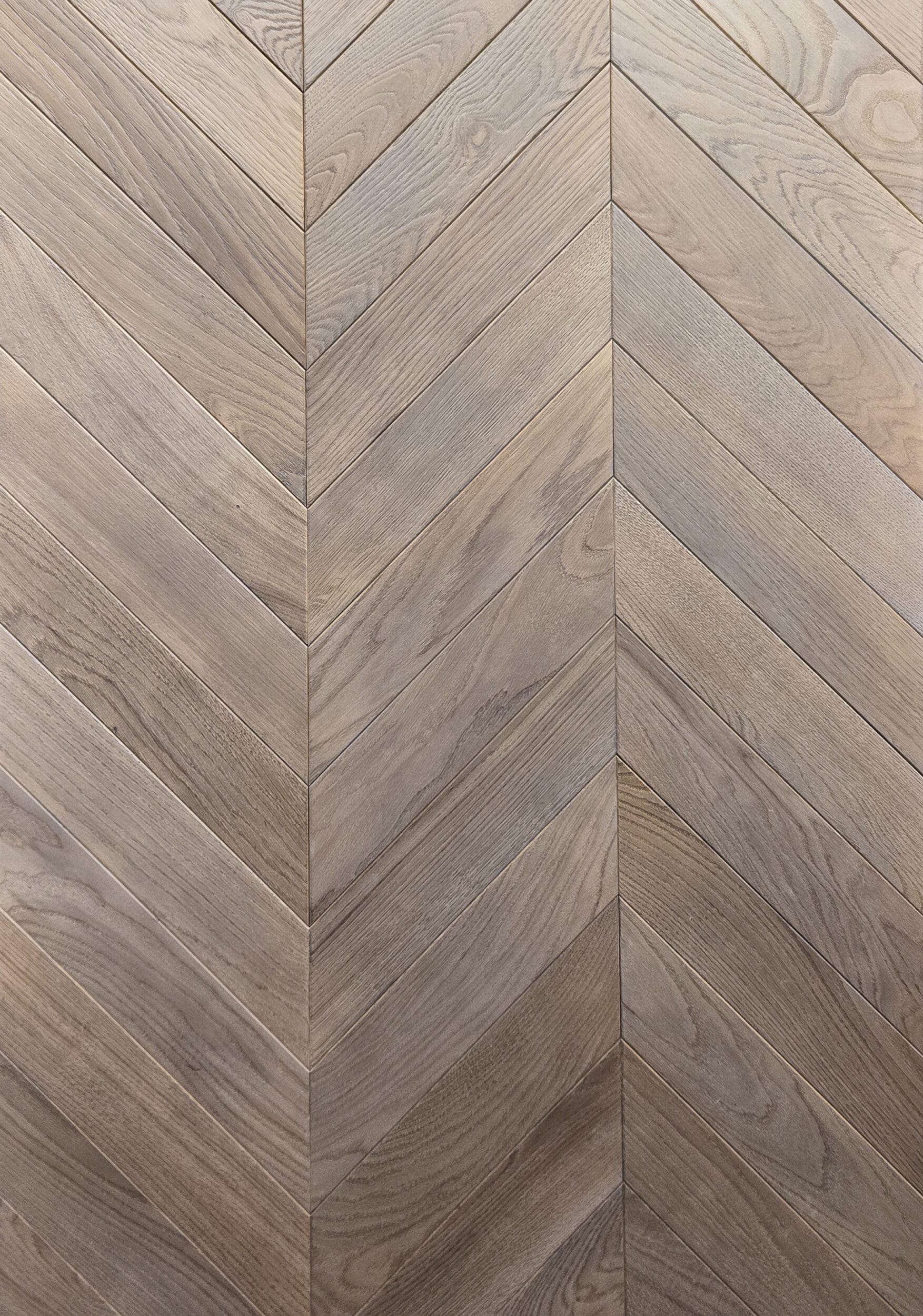 Grey washed oak Chevron flooring Lacquered Finish