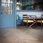 Herringbone Oak flooring with grey brown tones