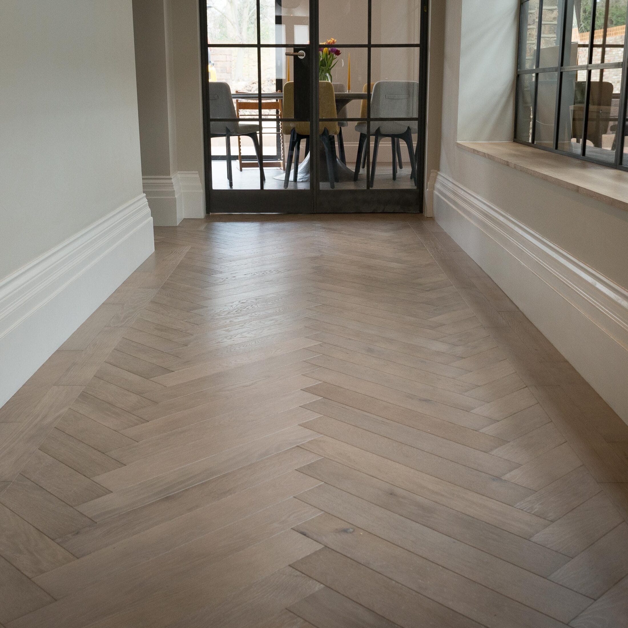 Dominica Oak Herringbone Flooring grey