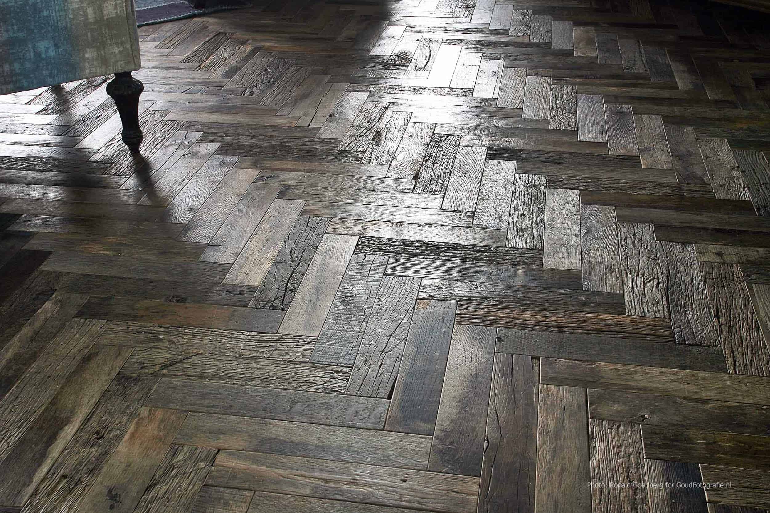 reclaimed herringbone flooring