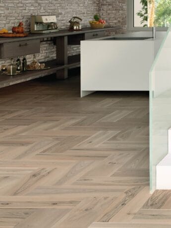 Lacquered European Walnut Cadogan Herringbone Parquet Wood Flooring