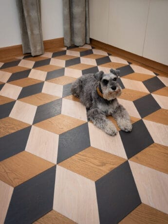 Three Colour Cube Pattern Parquet Wood Flooring