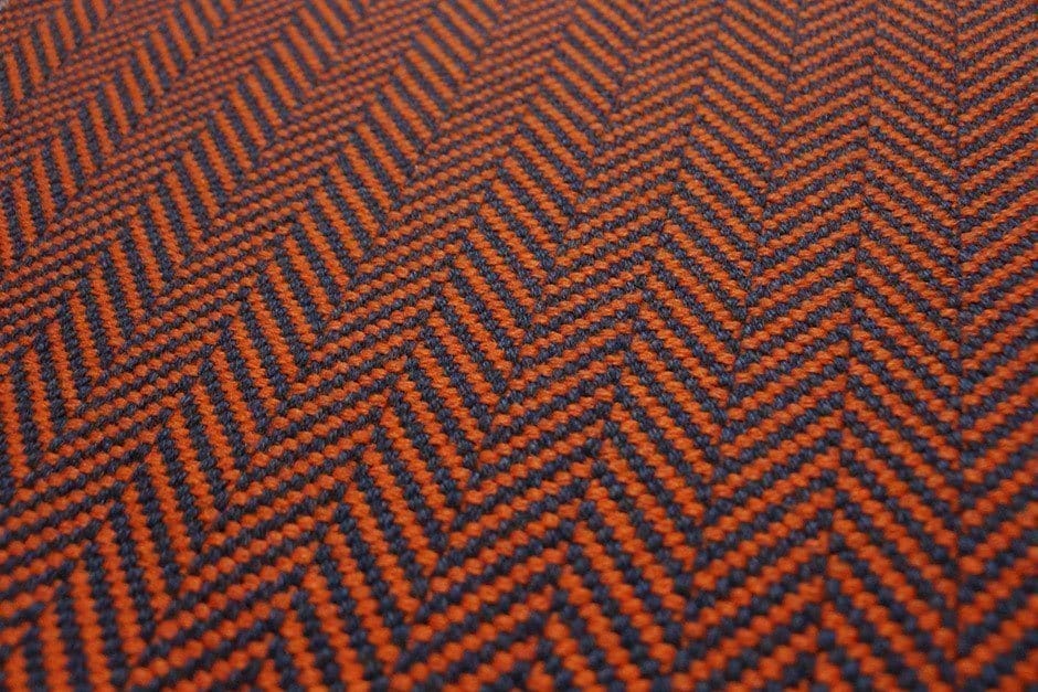 Herringbone Bright Orange Pure New Wool Flatweave Stair runners