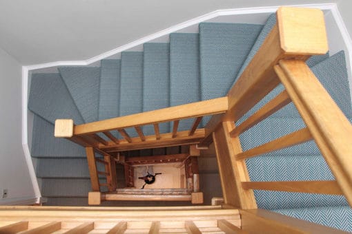 Herringbone Teal Pure New Wool Flatweave Stair runners