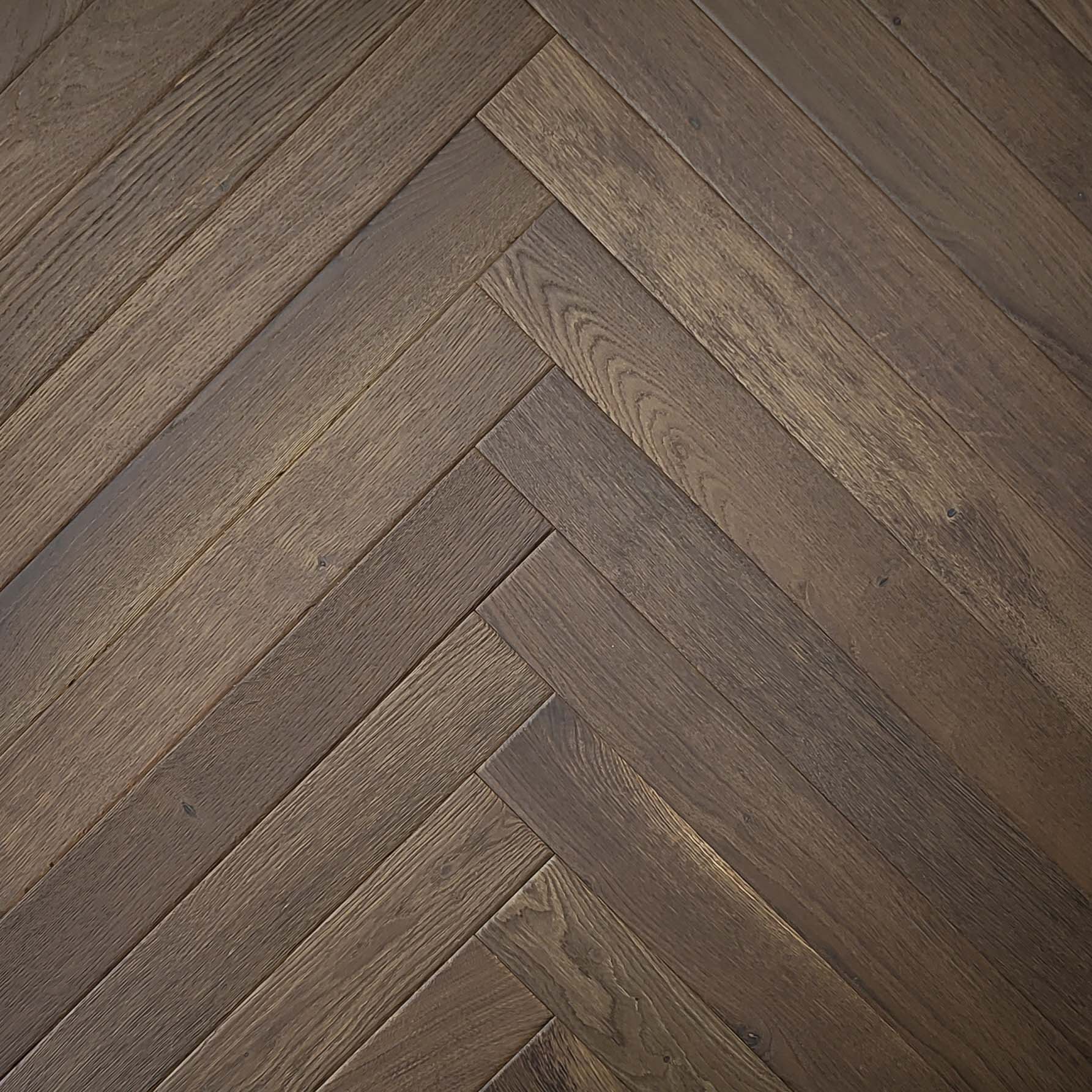 Dark Smoked Herringbone Flooring