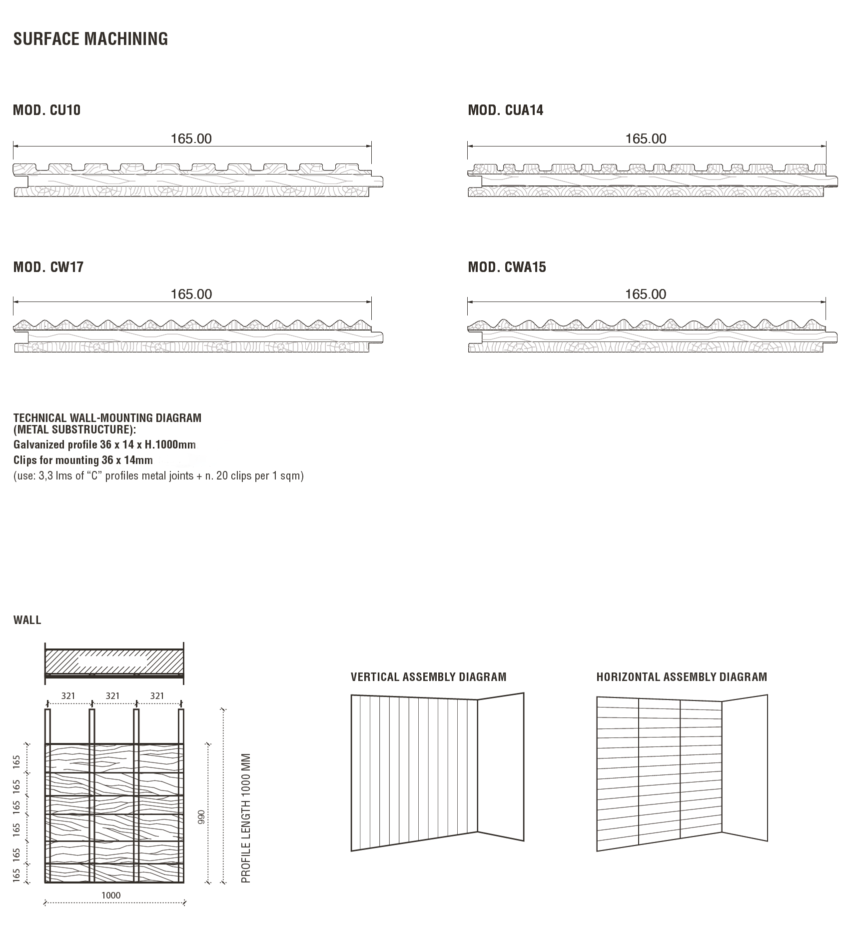 Timber Fluted Wall panel technical diagram