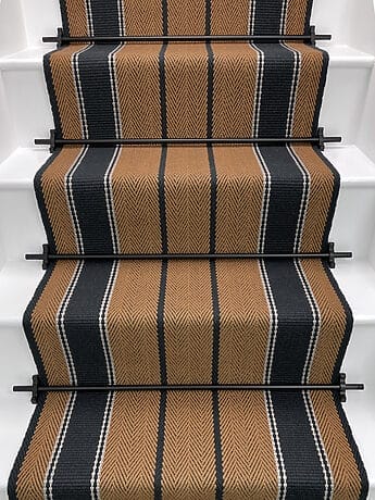 Rust Carpet Stair Runner with Stripes