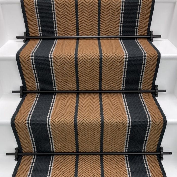 Rust Carpet Stair Runner with Stripes