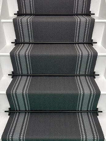 Dark Grey Gainford flatweave stair runner, modern design with herringbone pattern