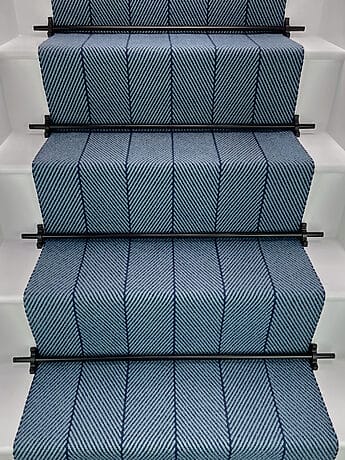Blue Modern Large Herringbone Flatweave Stair Runner