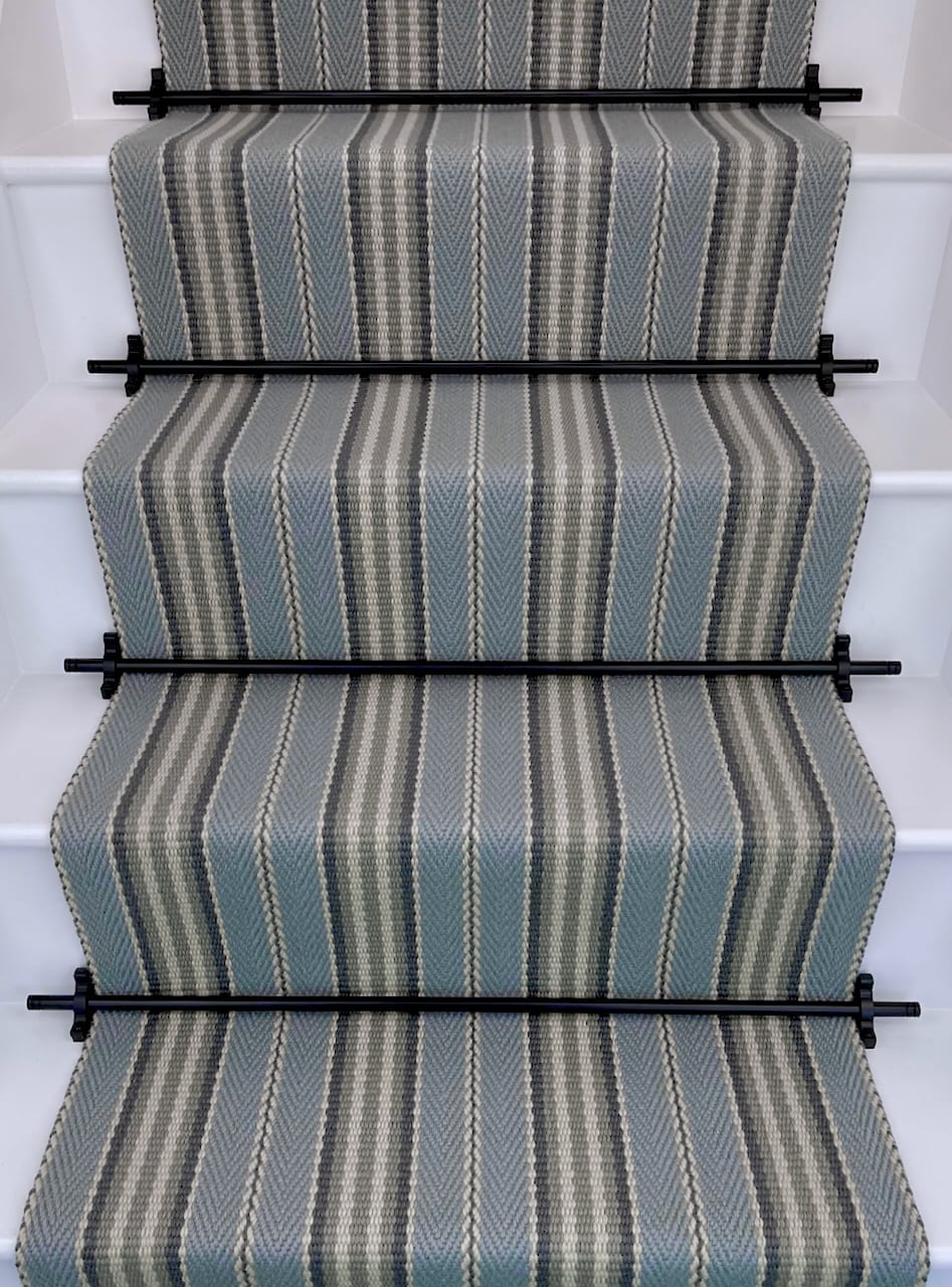 Blue Lintzford Wool Stripe Carpet Runner
