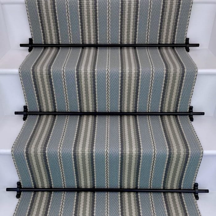Blue Lintzford Wool Stripe Carpet Runner