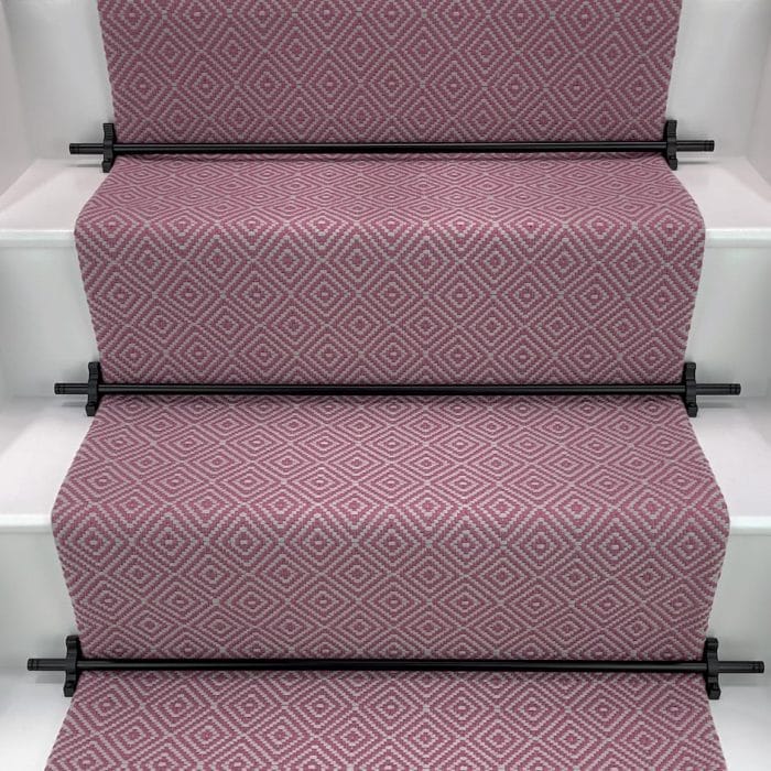 Pink Diamond Pattern Stair Carpet Runner