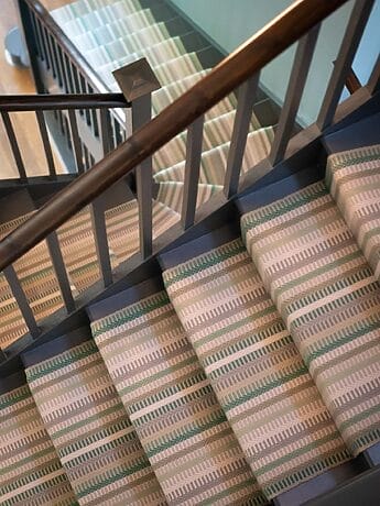 Cranbourne Wool Flatweave stair runner on English staircase