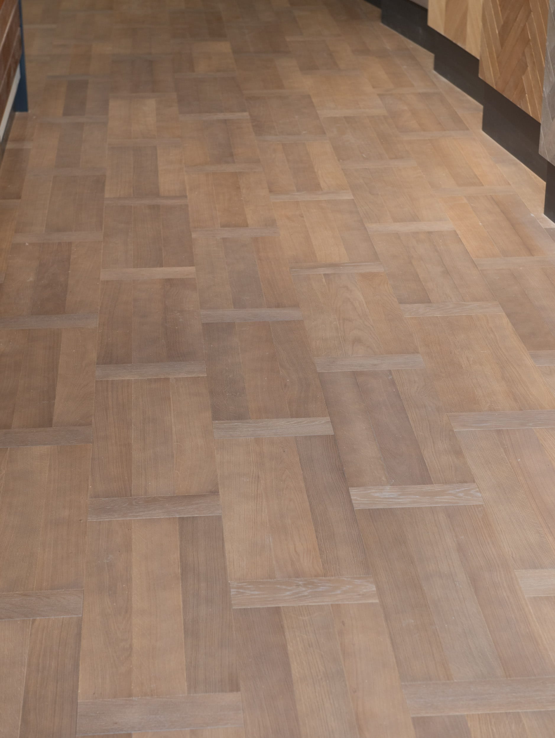 Basketweave Design 2 Raffles Oak Basketweave parquet in flooring showroom